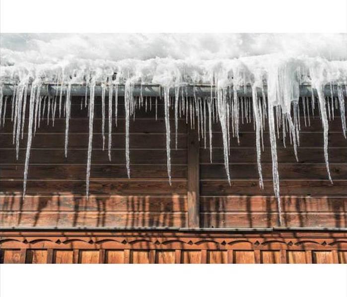 Ice dams on a residential home. 